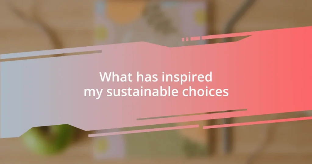 What has inspired my sustainable choices