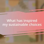 What has inspired my sustainable choices